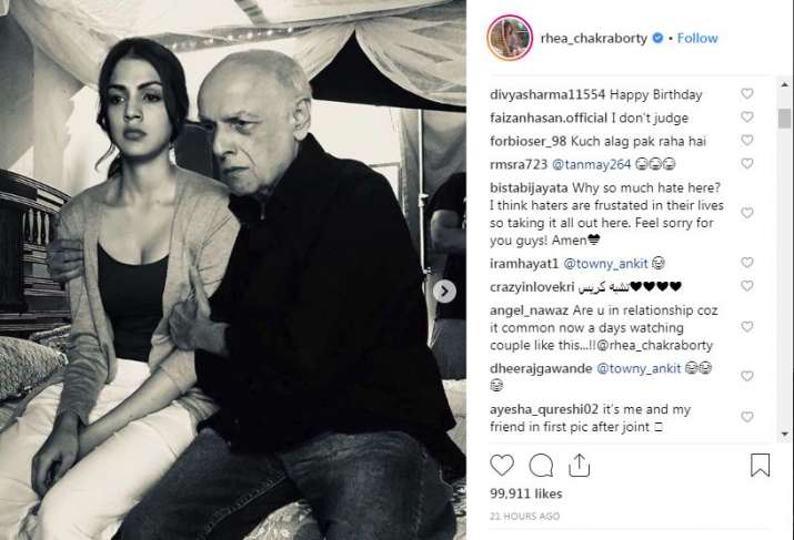 Rhea Chakraborty and Mahesh Bhatt